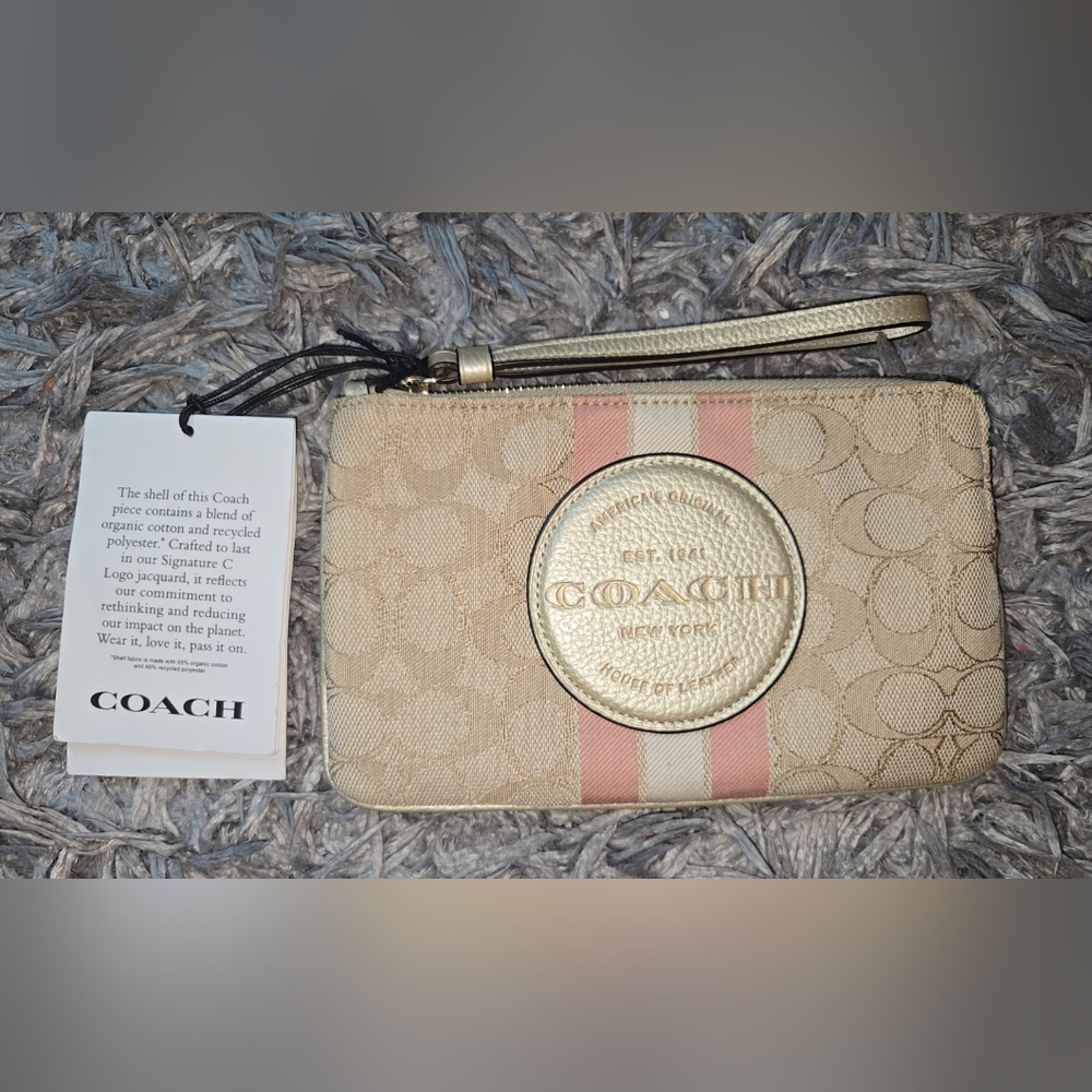 Coach Beige & Pink Wristlet NEW W/TAGS